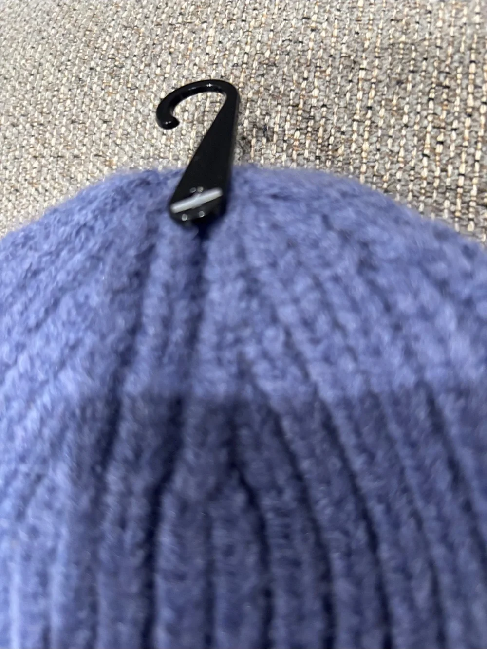 UGG Ribbed Knit Beanie in Periwinkle Blue with Leather Logo